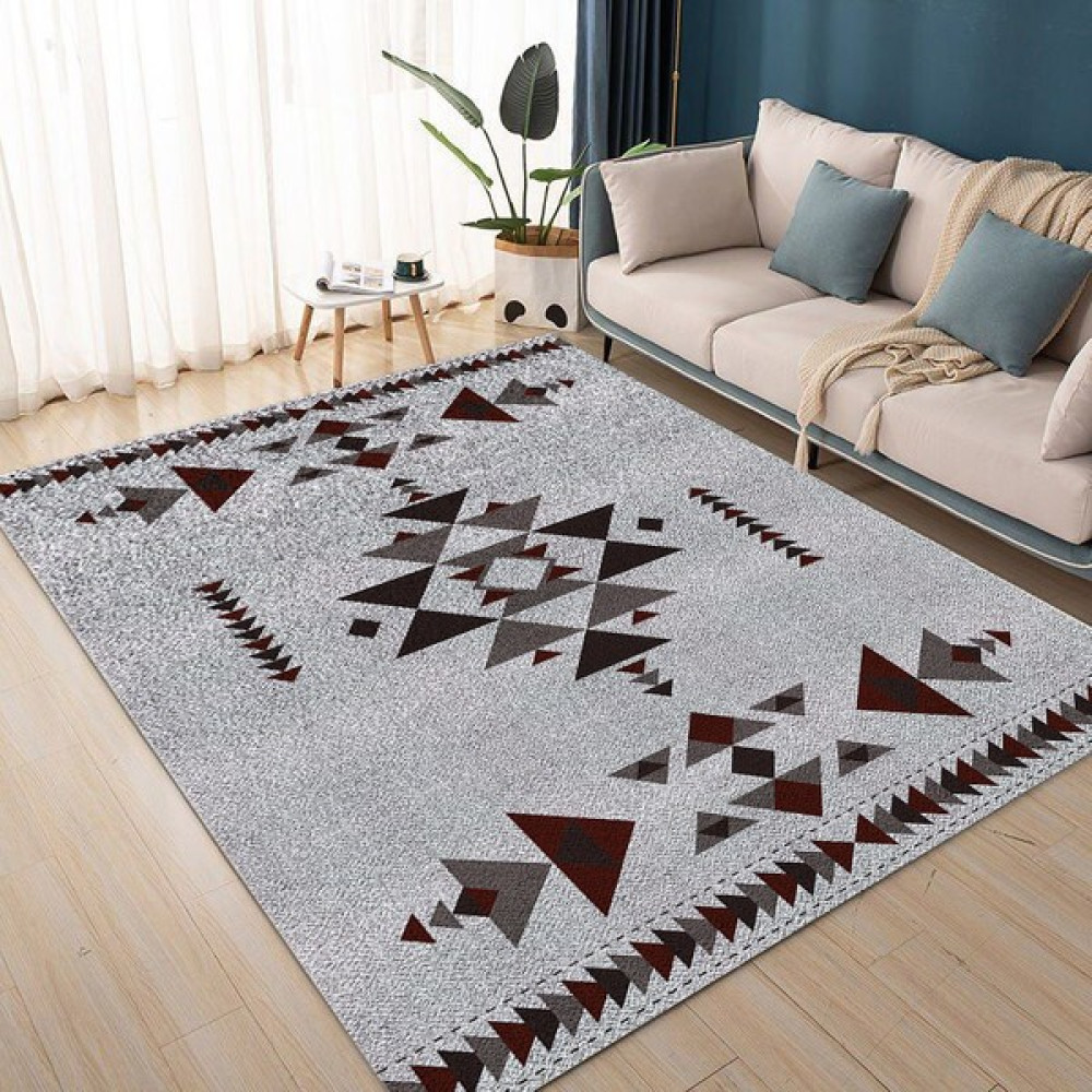 Dijital Baskı Yıkanabilir Kaymaz Taban Salon Mutfak Koridor Halısı Gri SD1058 - 40 x 60 cm Salon Halısı Fiyatı