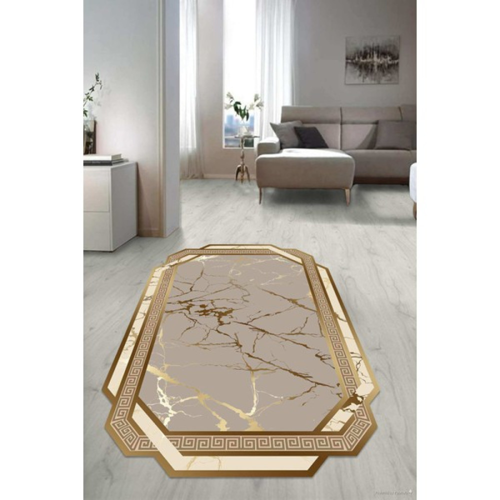 Dijital Baskılı Kaymaz Taban Yıkanabilir Lazer Kesim Salon Halısı Yolluk NLZR-SD-706 - 120 x 180 cm - Kahverengi Salon Halısı Fiyatı