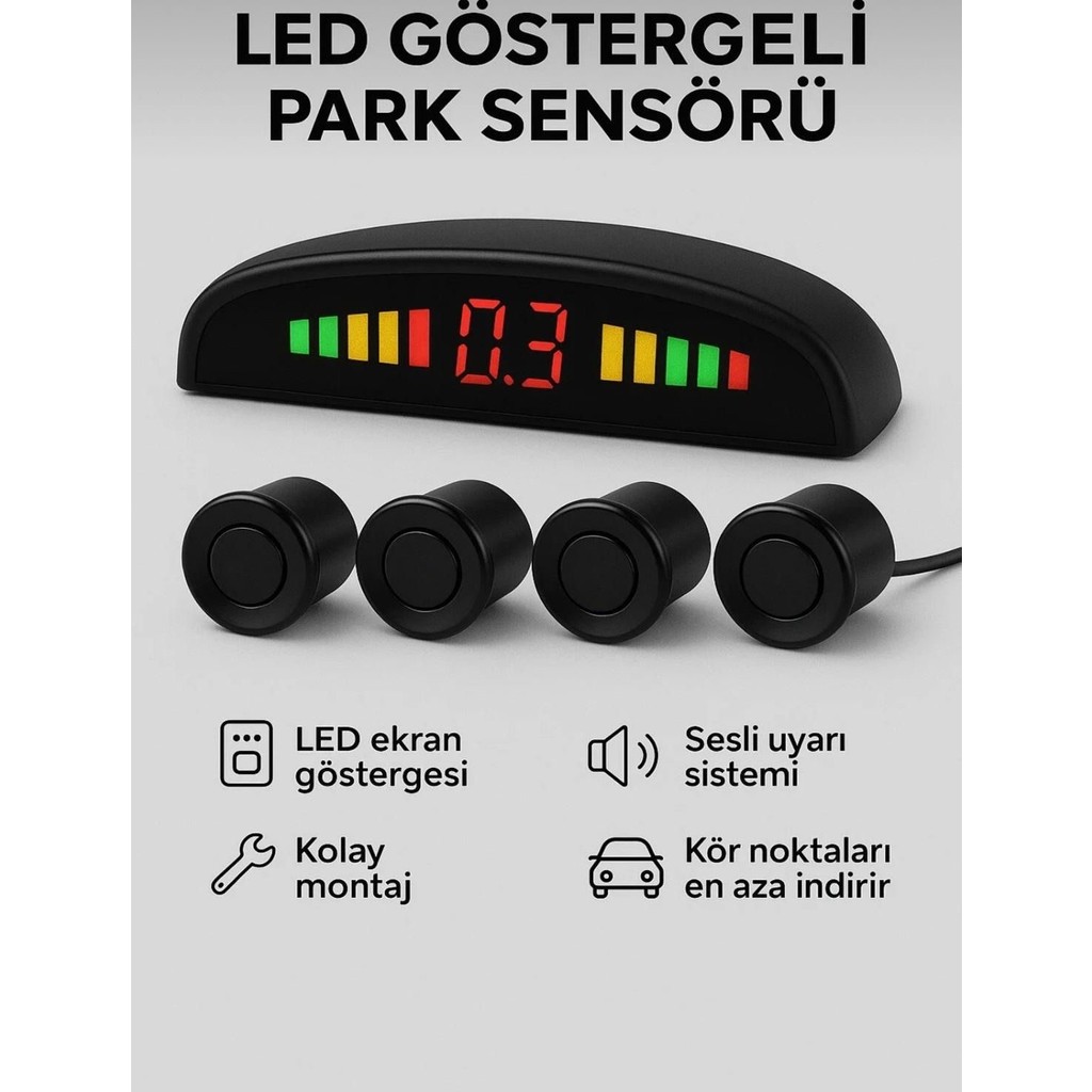 Dijital Ekranlı Araç Park Sensörü Ses Ikazlı 22 mm Siyah Sensör Göz Pmx Araba & Motorsiklet Aksesuarı Fiyatı