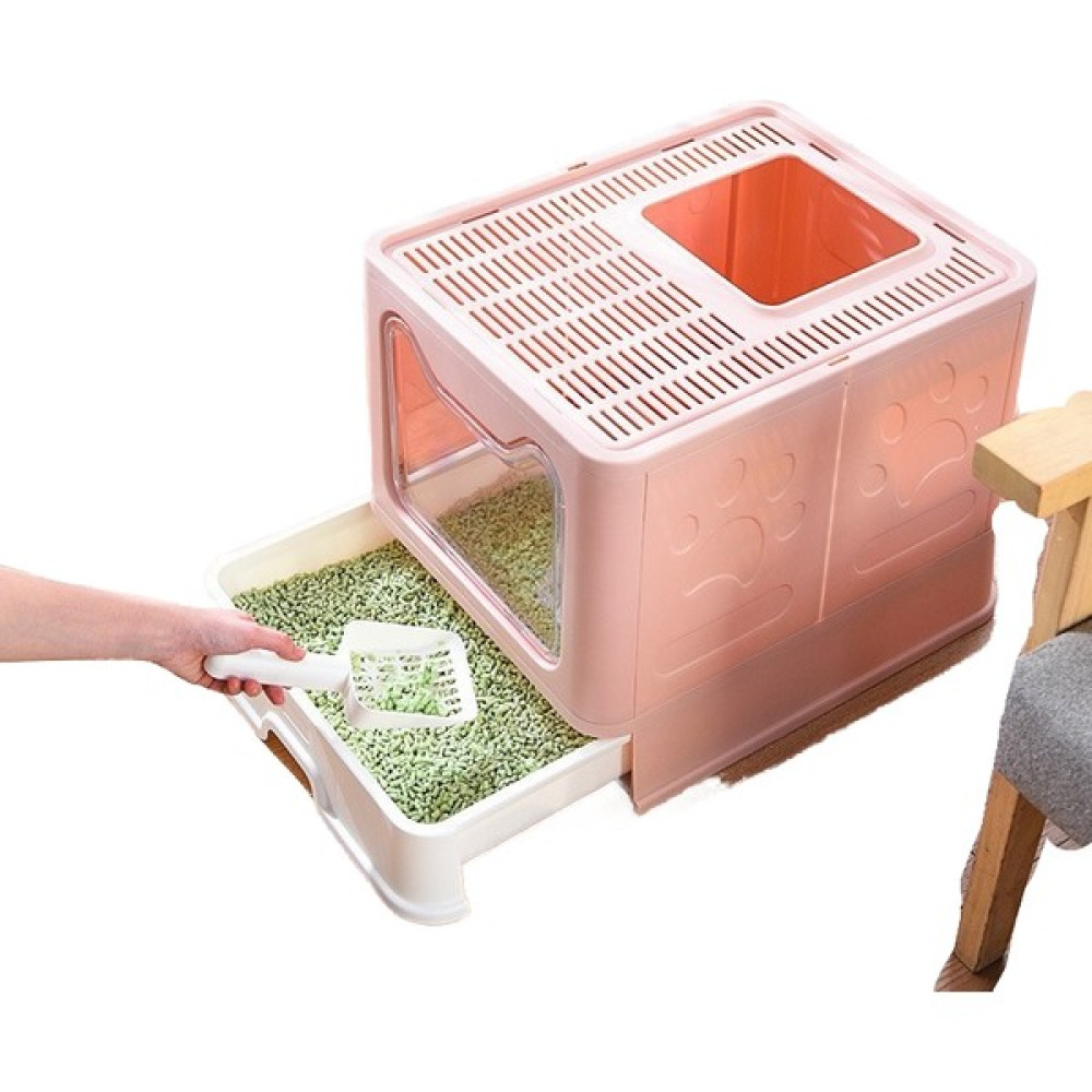 Dijital Ev Büyük Kedi Kumu Kutusu Katlanabilir Kedi Kumu Kutusu Kapalı Koku Önleyici Sıçrama Önleyici Kedi Tuvalet Kasesi (Yurt Dışından) - 50 x 45 mm Evcil Hayvan Ürünleri Fiyatı