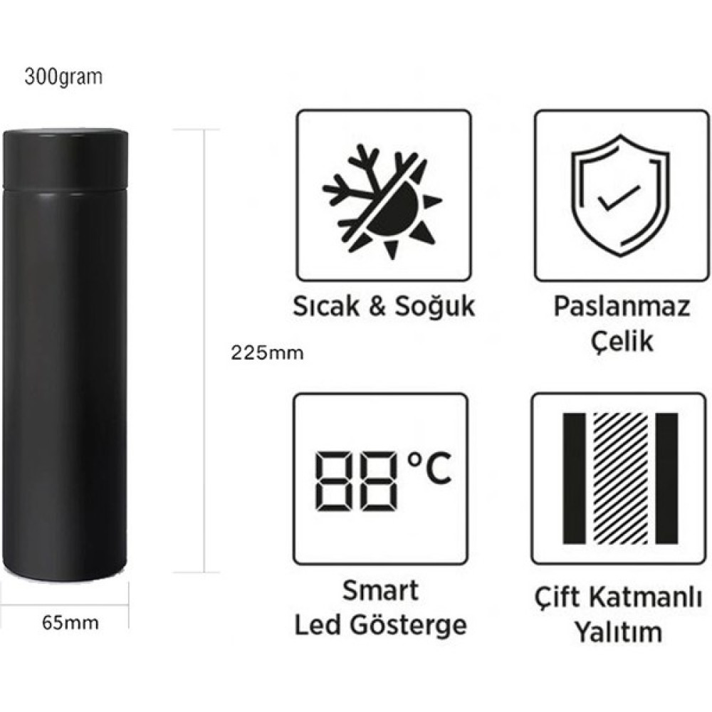 Dijital Göstergeli Akıllı Çelik Termos 500ML, Termometreli Termos Kamp Mutfağı Fiyatı