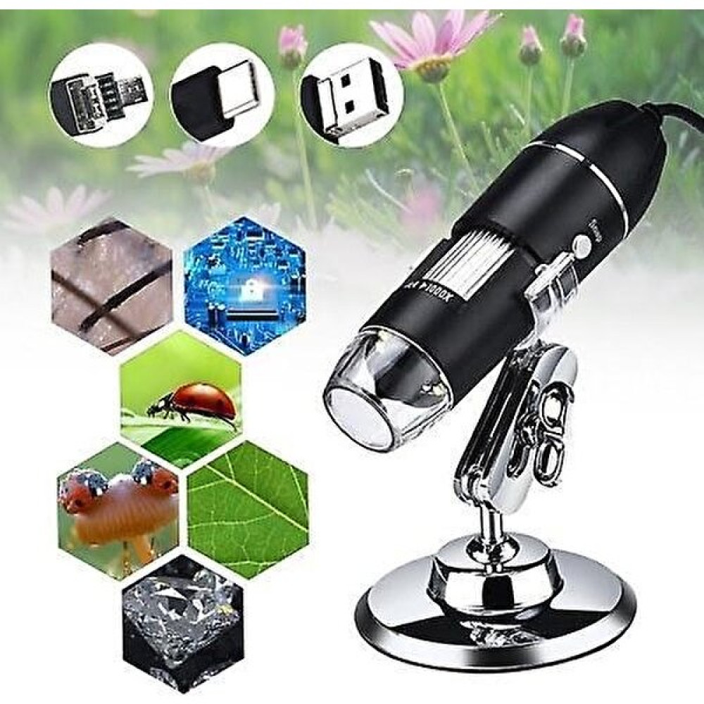 Dijital Mikroskop 3 Aradan 1 Port Typ-C Tip 1000X Büyütme Taşınabilir Yüksek Tanımlı USB Dijital Büyüteç Endüstrisi Mikroskop(Yurt Dışından) - Siyah Mikroskop Fiyatı