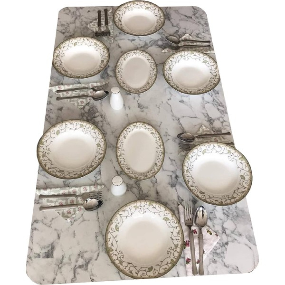 Dikdörgen Beyaz Mermer Desen Metal Katlanır Ayak Yer Sofrası - 118 x 68 cm Yemek & Mutfak Masası Fiyatı