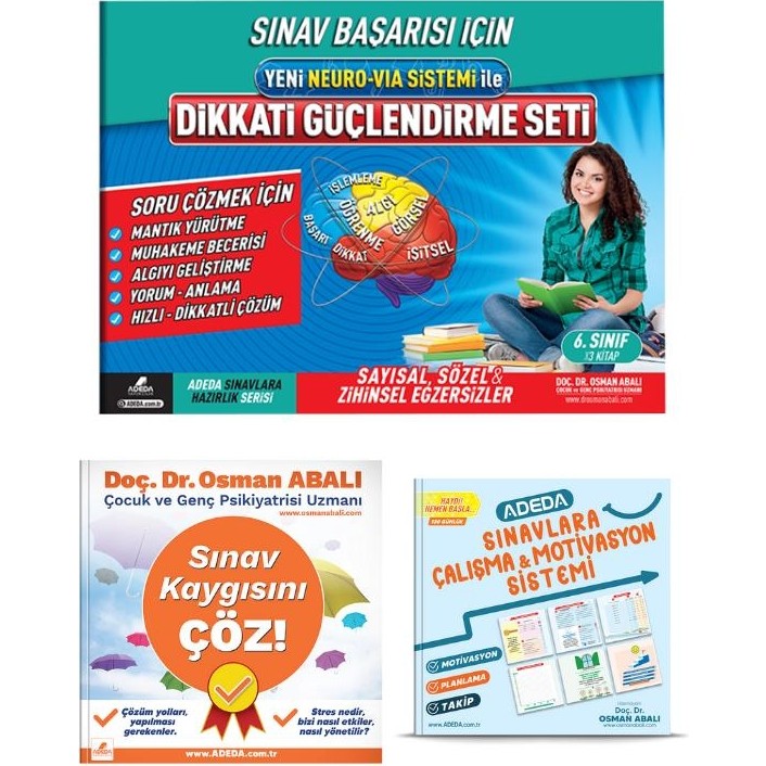 Dikkati Güçlendirme Seti 6. Sınıf 12 Yaş ve Sınav Kaygısını Çöz! + Sınavlara Çalışma ve Motivasyon Sistemi Diğer Fiyatı