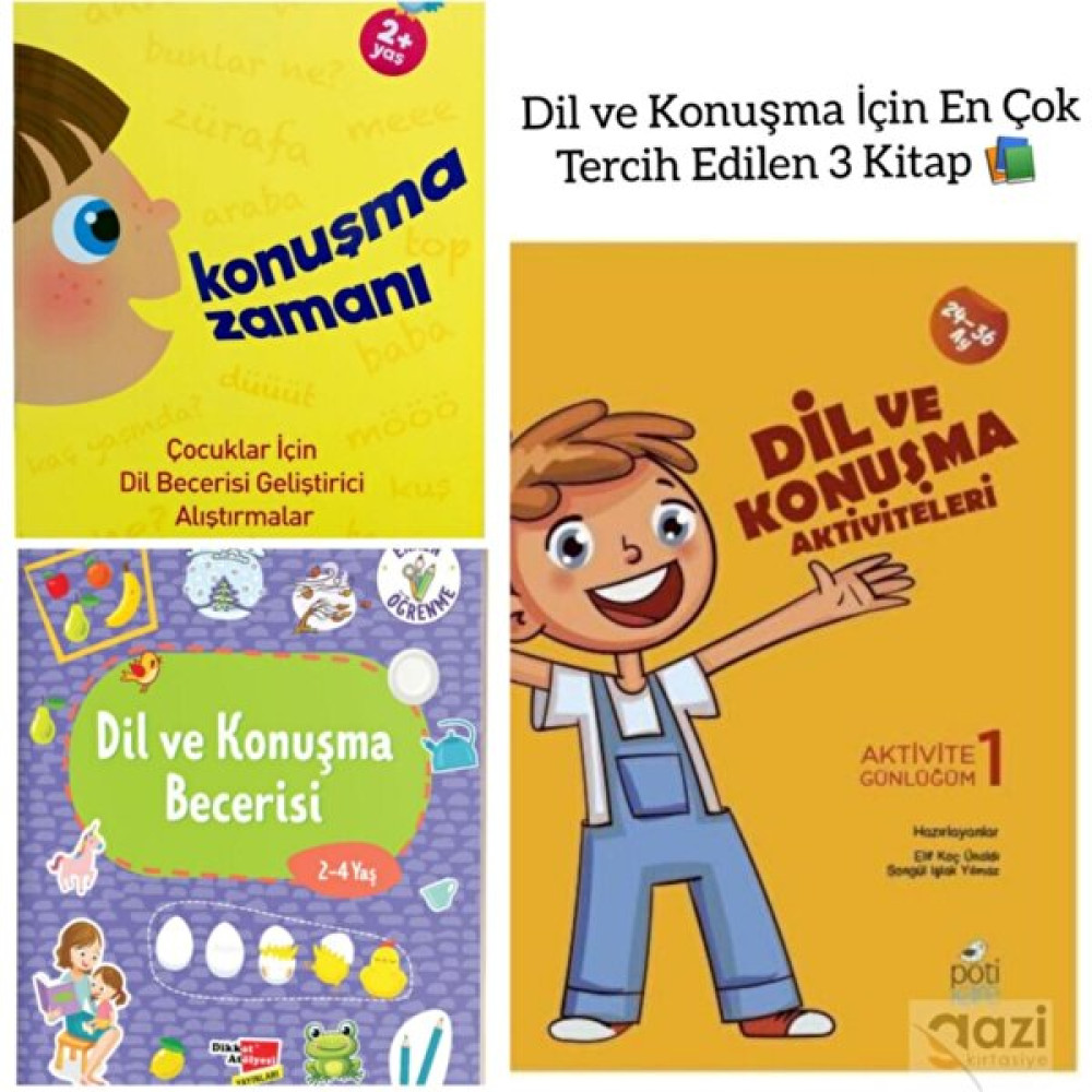 Dil Gelişimi 3'lü Kitap Seti - Dil ve Konuşma Aktiviteleri, Konuşma Zamanı, Dil ve Konuşma Becerisi Zeka Geliştirici Kitaplar Fiyatı