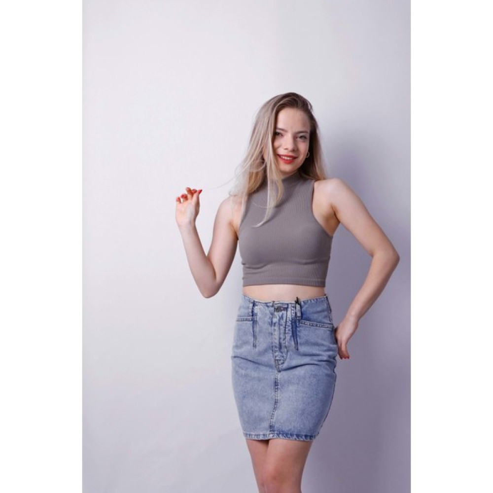 Dilaragül Moda Kadın Balıkçı Yaka Kolsuz Crop Top - Haki - M/l Bluz Fiyatı