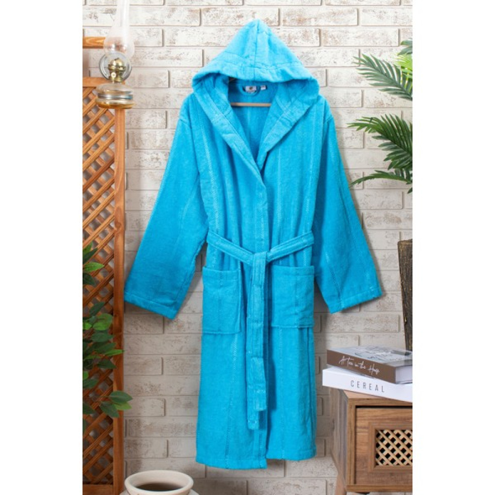 Dilbazz Home Tekstil Kapşonlu Bornoz Turkuaz Renk L-Xl Beden - L - XL Bornoz Fiyatı
