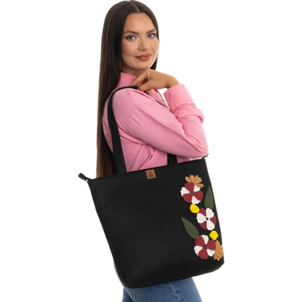 DileKolay El Yapımı Büyük Boy Keçe Omuz Çantası - Çiçekli Çanta -40X35CM Bayan Çanta ve Cüzdan Fiyatı