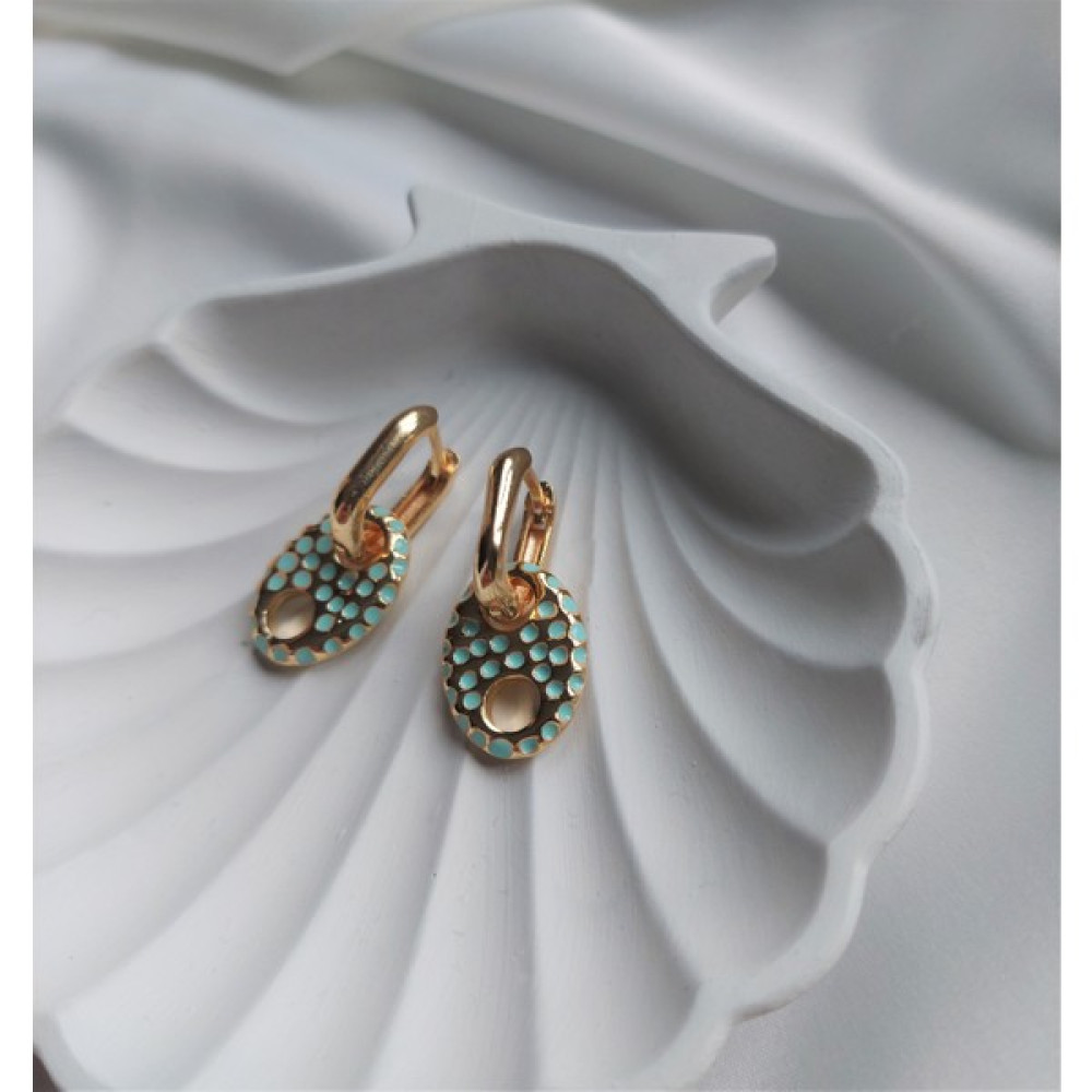 Dilek's Accessories Renkli Mineli Oval Küpe - Gold Bijuteri Küpe Fiyatı