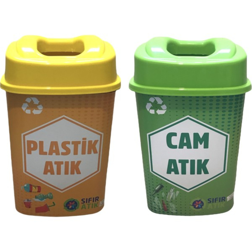 DilekStores Sıfır Atık Geri Dönüşüm Atık Kutusu 2'li Set-60 Lt Kargo Dahil - Gri - 60 lt Dekoratif Bahçe Ürünleri Fiyatı