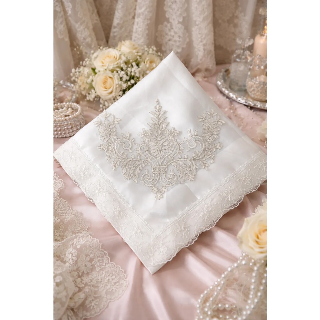 Dilex DİLEX Fransız Dantel Süslemeli Ekru Bohça 90x90 cm – Saten Çeyizlik Gelin Bohçası Damat Bohçası Nişan Söz Düğün Bohçası Diğer Fiyatı