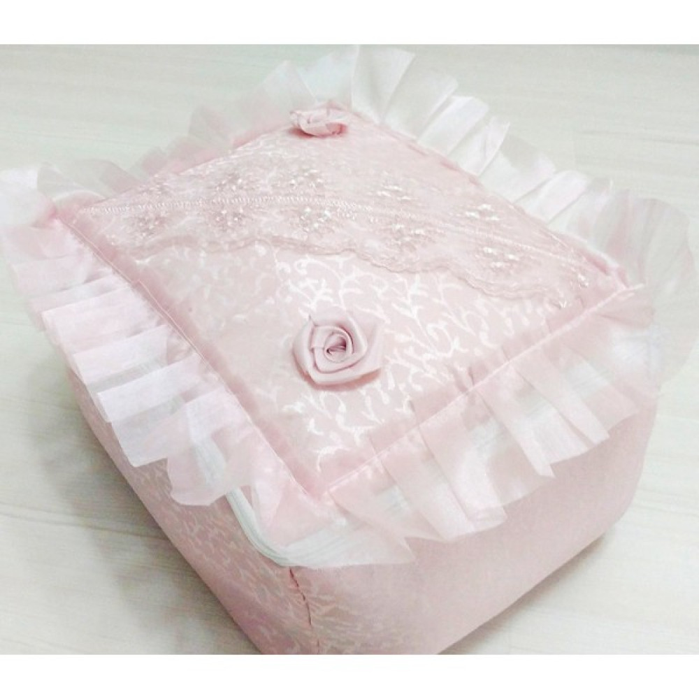Dilex Hurç Çeyizlik Bohça Gelin Bohçası Damat Bohçası Iğne Oyalı Pudra - 38 x 35 x 21 cm Hurç Fiyatı
