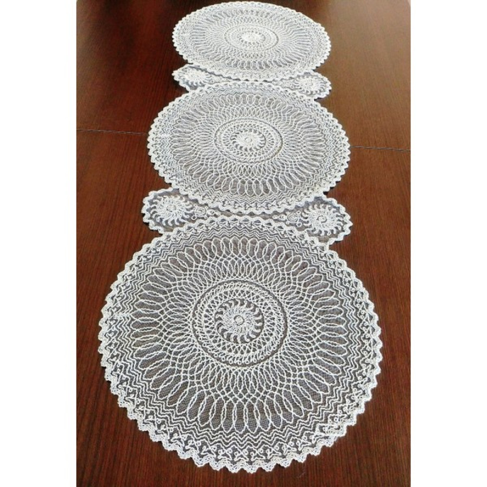 Dilex Runner Masa Örtüsü Amerikan Servis 37 x 115 cm Beyaz - Açık Gri Masa Örtüsü Fiyatı