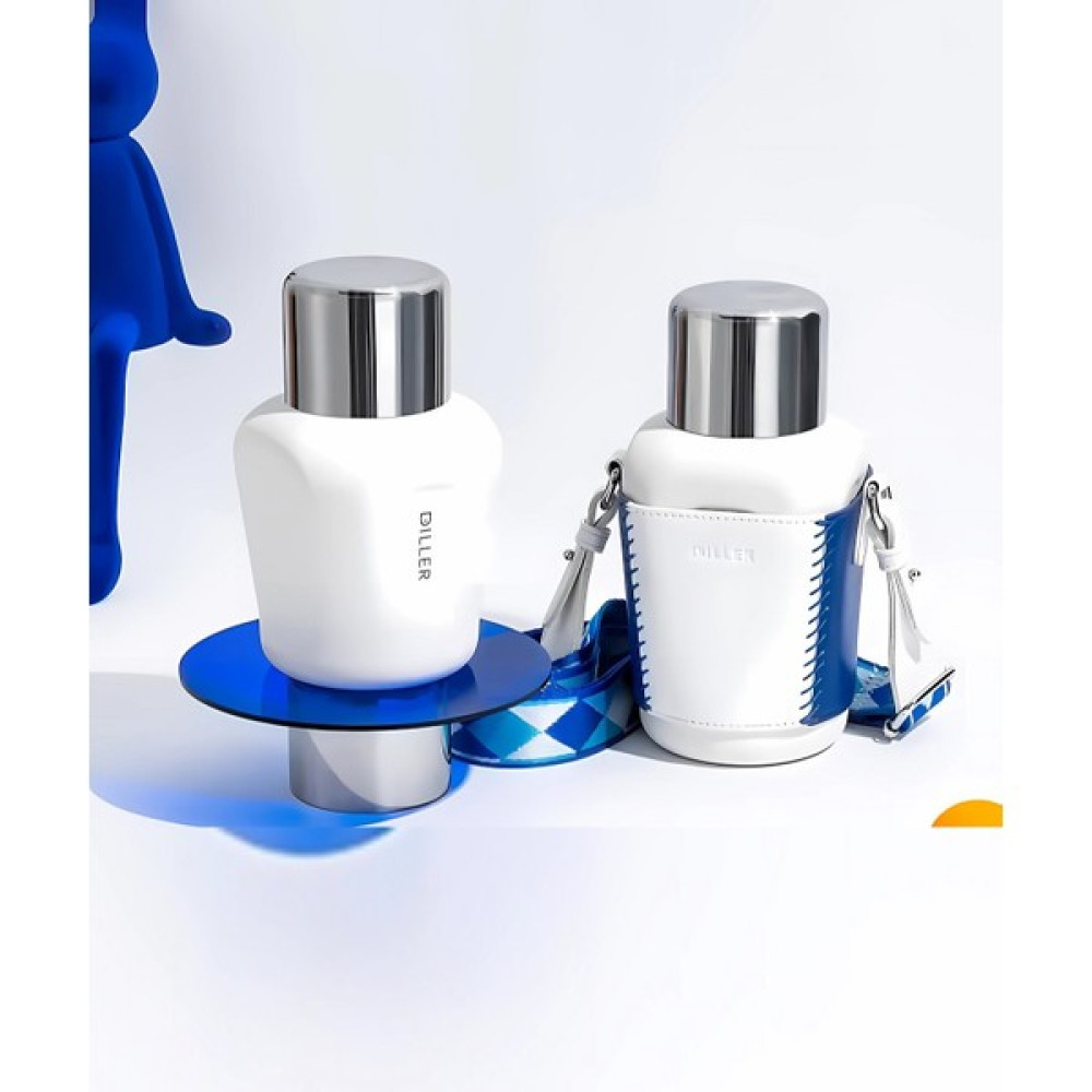 Diller Kılıflı Taşıma Askılı Çift Kullanım Pipetli Bardaklı Çelik Matara 420 ml - Beyaz Suluk Fiyatı