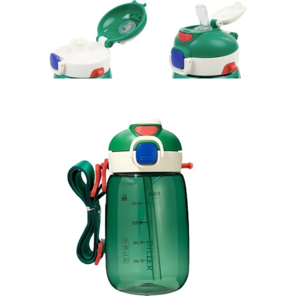 Dıller Tek Kapak Çift Kullanım Pipetli/pipetsiz 550ML Askılı Tritan Su Matarası - Yeşil Suluk Fiyatı