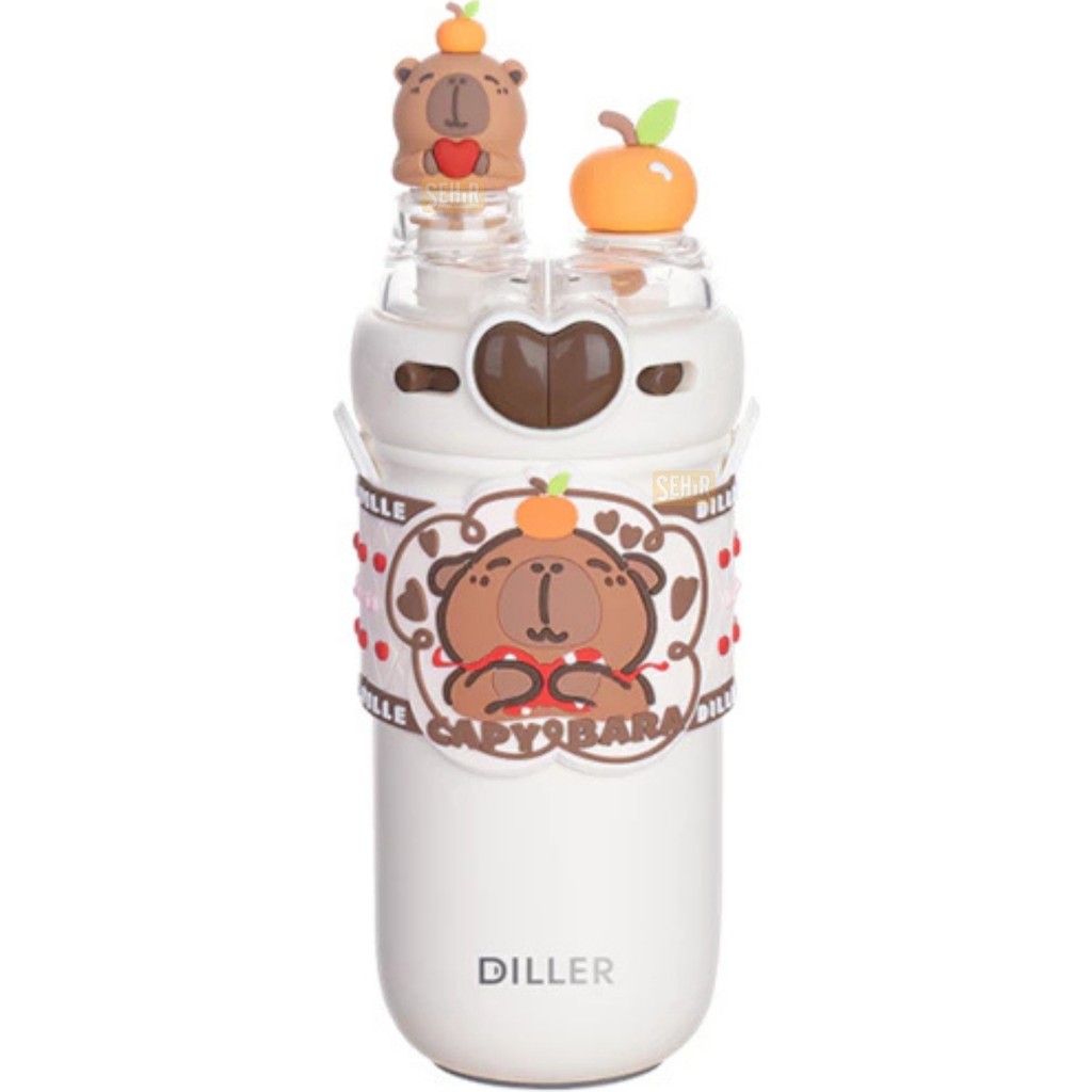 DILLER520ML Yeni Koleksiyon Sevimli Hayvanlar Süslü Pipetli/pipetsiz Boyun Askılı Paslanmaz Çelik Termos Termos Fiyatı