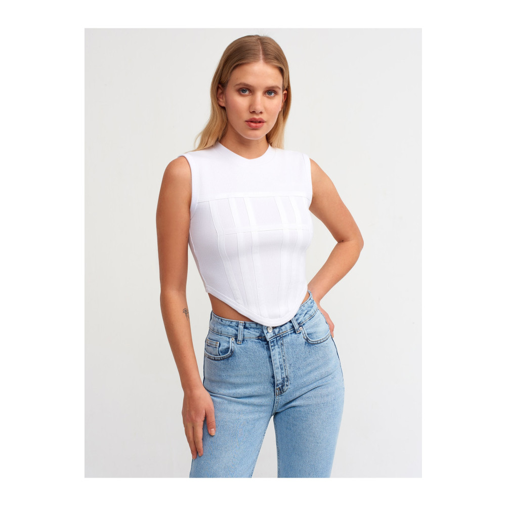 Dilvin 20625 Crop Top-beyaz 40 Beden Bluz Fiyatı