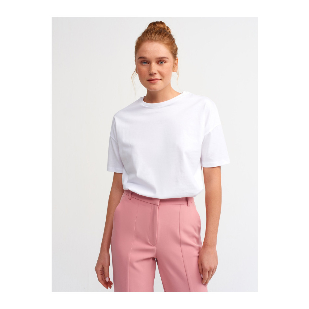 Dilvin Kadın  Beyaz Basic T-shirt 3683 S Beden Bayan T-shirt Fiyatı
