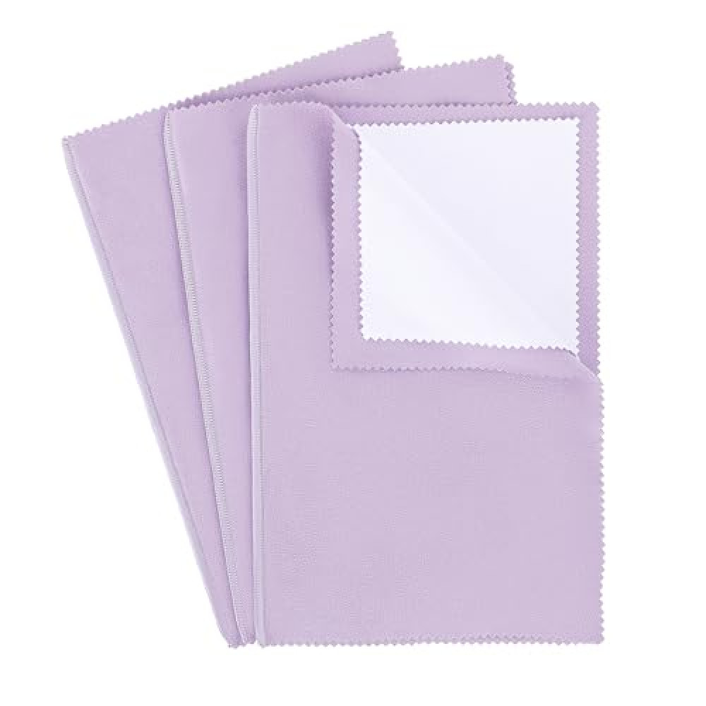Dimeho 3pcs Multi-Layer Jewelry Cleaning Cloth, Professional Polishing Cloth Jewelry Cleaning Cloths Cotton Jewelry Polishing Cloths for Gold, Silver and Platinum Jewelry (Purple, 10 X6.3 inches)