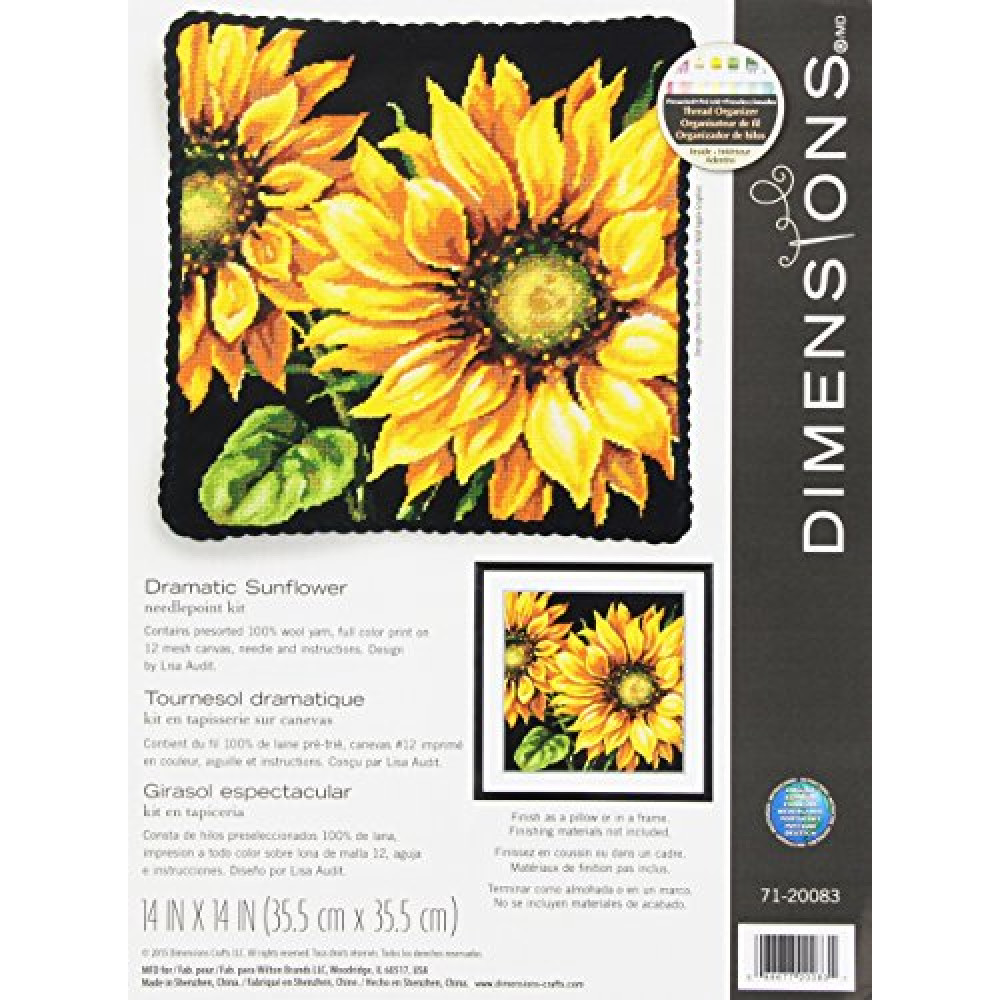 Dimensions Needlepoint Kit, Dramatic Sunflower, 14'' x 14''