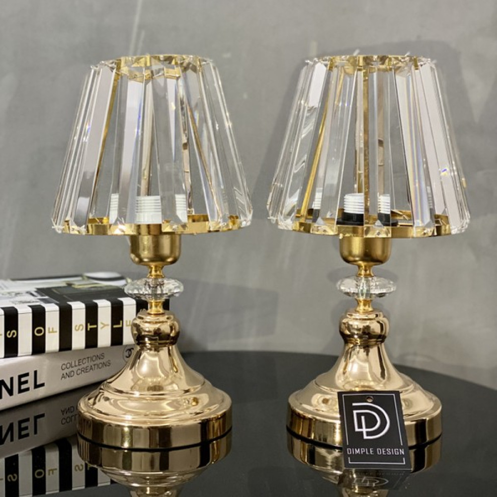 Dimple Design Kristal Abajur Takımı - Gold Abajur Fiyatı