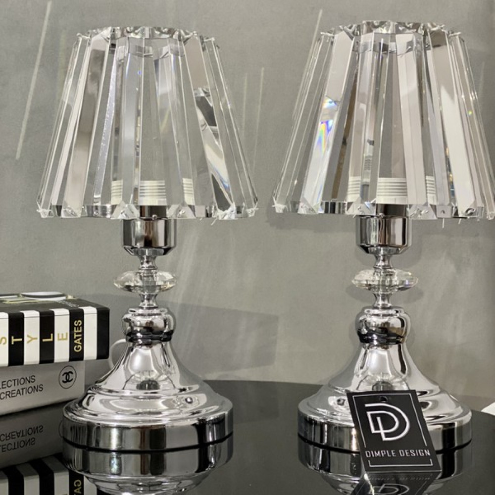 Dimple Design Kristal Abajur Takımı - Gümüş Abajur Fiyatı