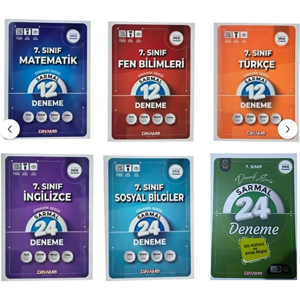 Dinamo Yayınları 7. Sınıf Matematik-Türkçe-Fen Bilimleri-Sosyal Bilgiler-Ingilizce-Din Kültürü Sarmal Deneme 6 Lı Set 2026 Tüm Dersler Fiyatı