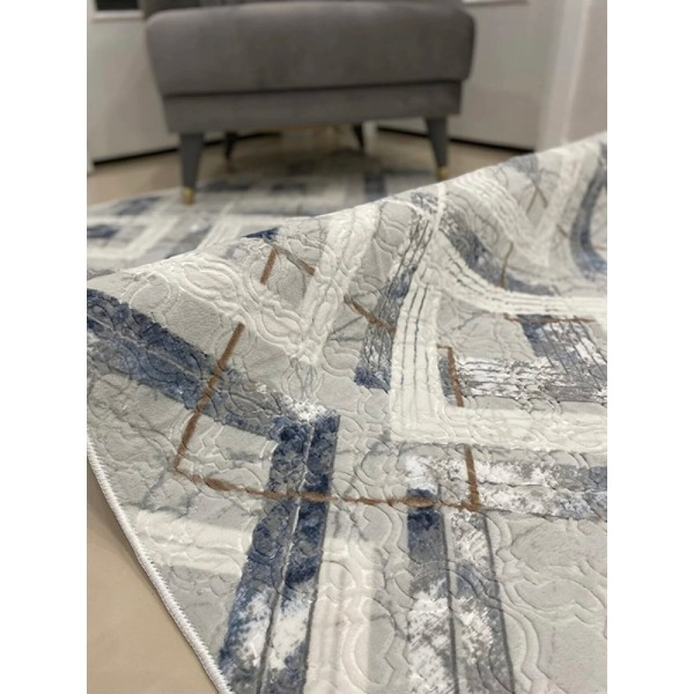 Dinarsu Halı Dinarsu Kaymaz Halı Anka Indigo Mavi Kaymaz Taban Yolluk - 120 x 260 cm Yolluk Fiyatı