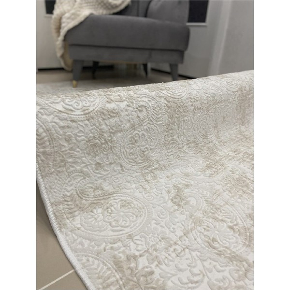 Dinarsu Halı Dinarsu Kaymaz Halı Assos Nevra Krem Kaymaz Taban Yolluk - 80 x 180 cm Yolluk Fiyatı