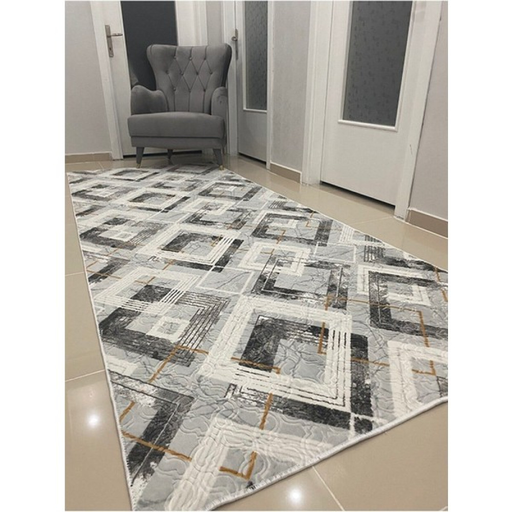 Dinarsu Kaymaz Halı Anka Gri Kaymaz Taban Yolluk - 100 x 160 cm Yolluk Fiyatı