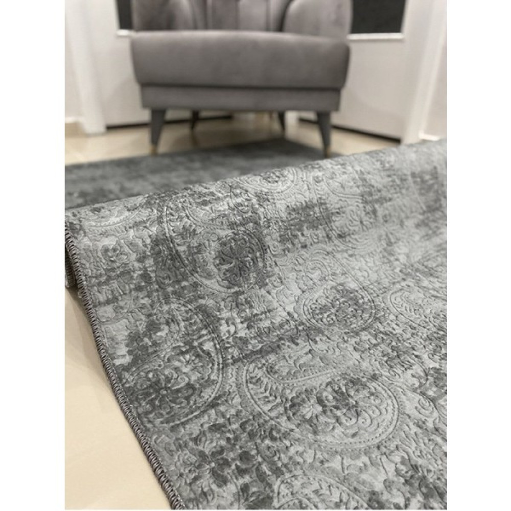 Dinarsu Kaymaz Halı Assos Nevra Gri Kaymaz Taban Yolluk - 100 x 150 cm - Antrasit Yolluk Fiyatı