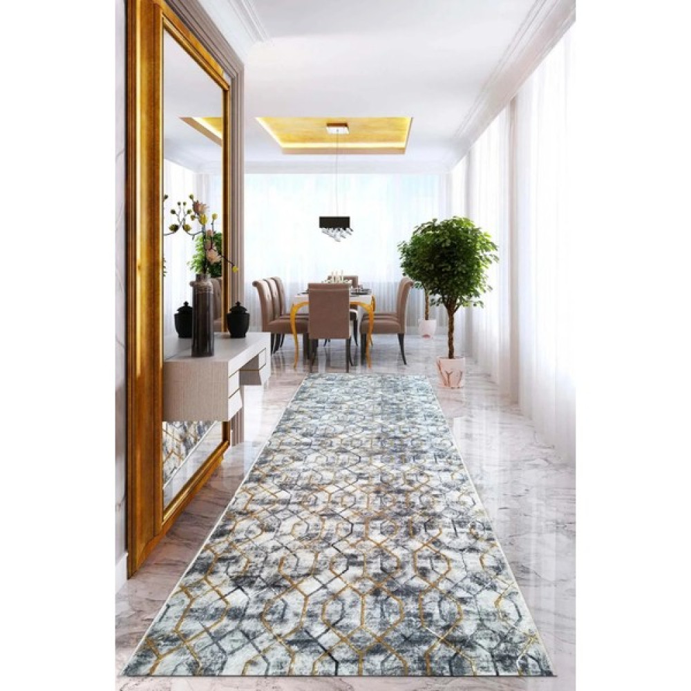 Dinarsu Kaymaz Taban Halı Yolluk Nevra Assos Gri - Antrasit - Açık Gri - 80 x 150 cm Salon Halısı Fiyatı