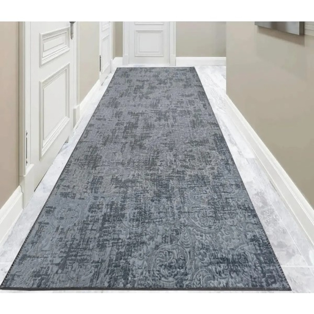 Dinarsu Kaymaz Taban Halı Yolluk Nevra Assos Gri - Antrasit - Gri - 100 x 280 cm Salon Halısı Fiyatı