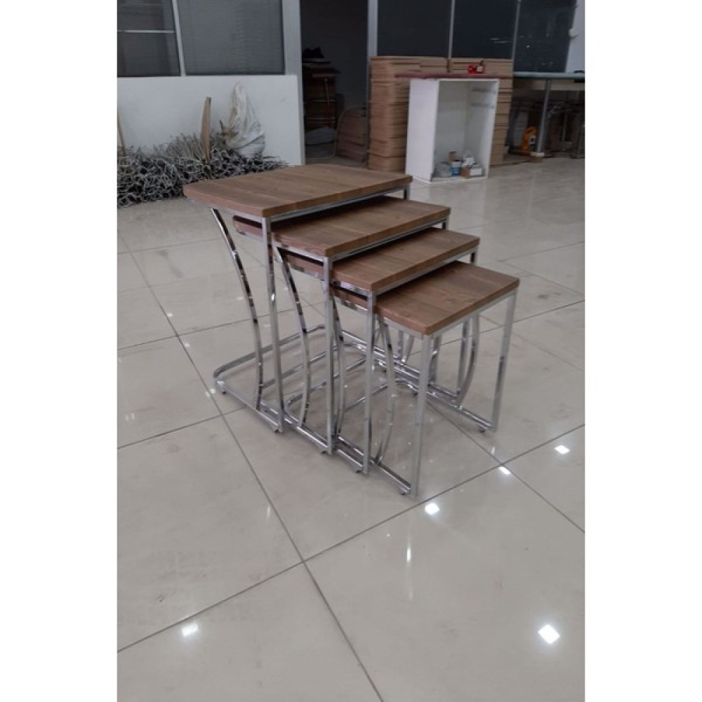 Dinç Metal Tekerlekli C Sehpa Krom, Dörtlü, Zigon Sehpa, Servis Sehpası,yan Sehpa CG-101 - Krom Zigon Sehpa Fiyatı