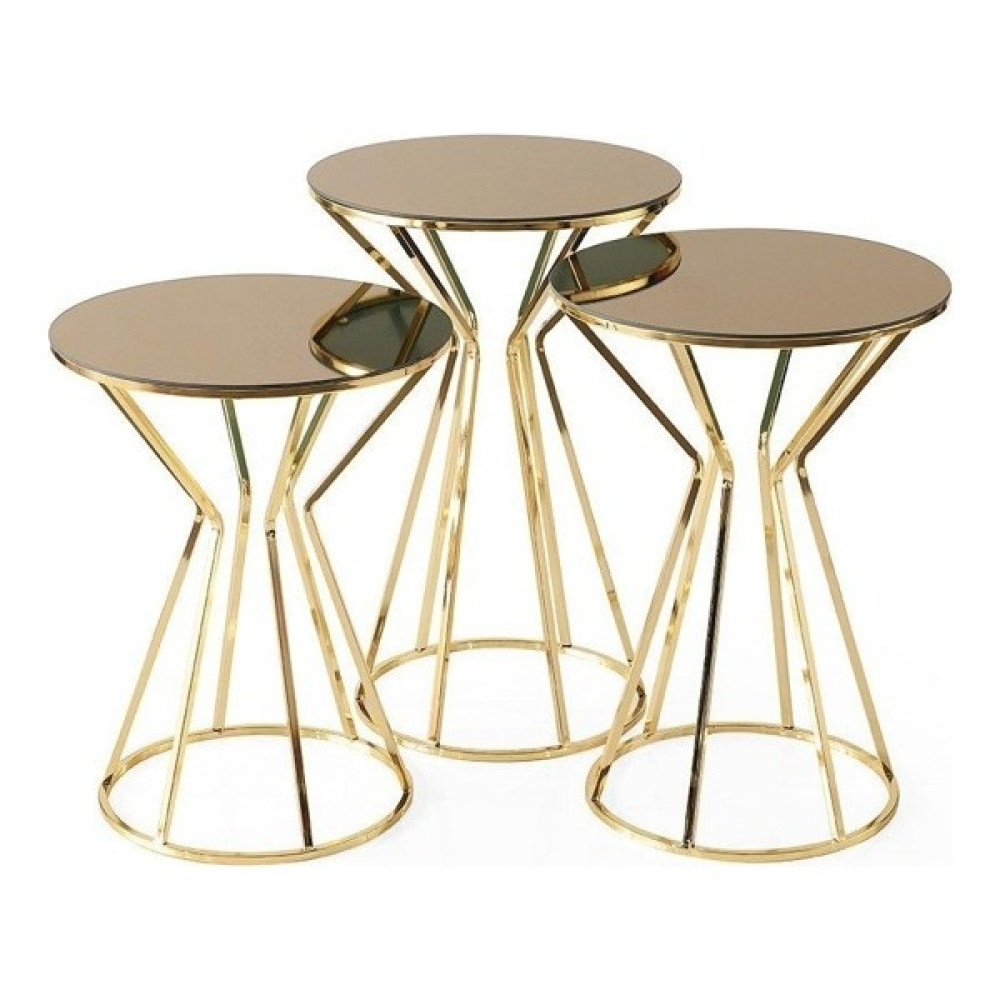 Dinç Zigon Sehpa 3 Lü Gold Ayak Bronz Cam CZ-100 Zigon Sehpa Fiyatı