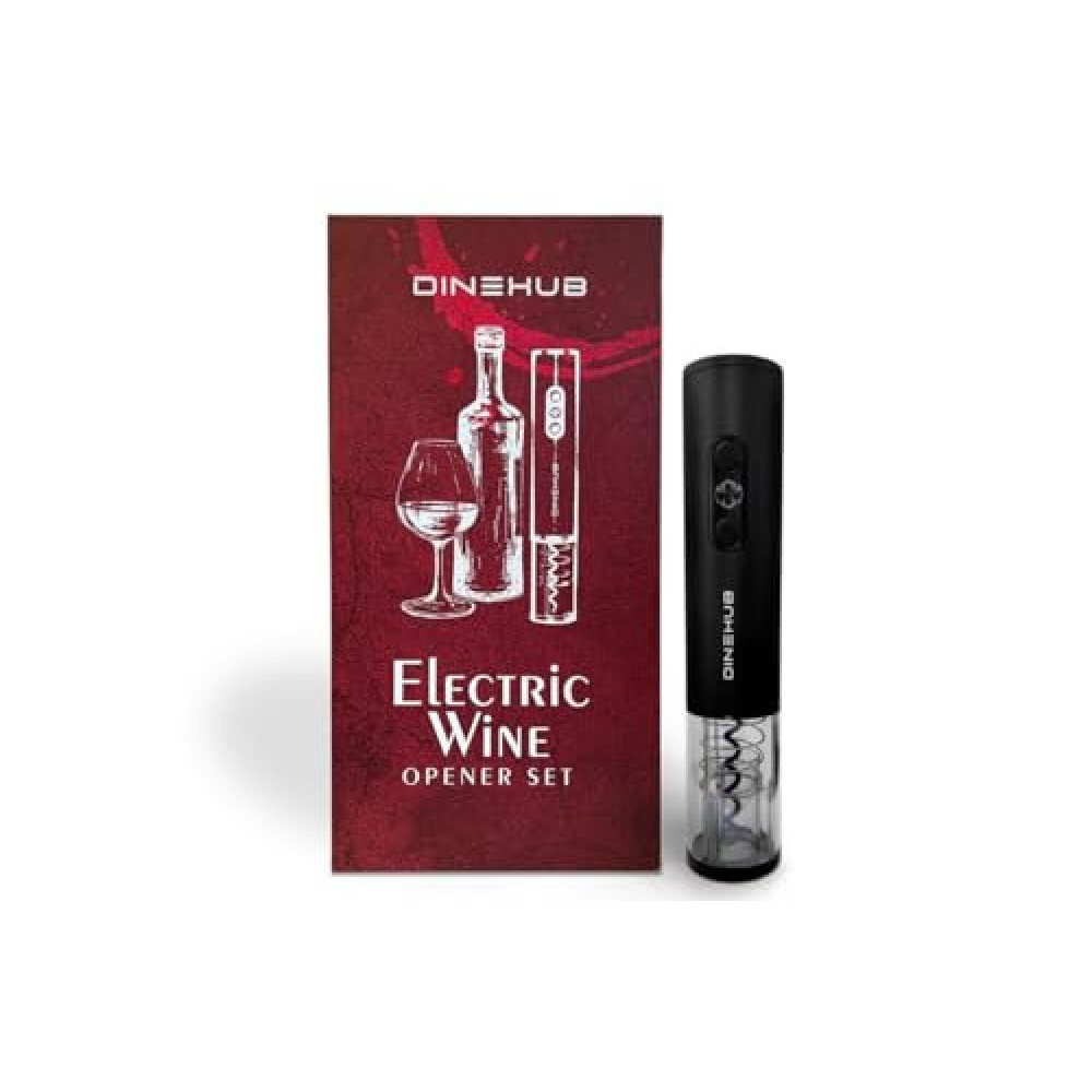 DineHub Rechargeable Electric Wine Opener Set – Automatic Corkscrew with Wine Foil Cutter, USB Charging, Portable Cordless Design for Easy Bottle Opening – Perfect for Wine Lovers, Gifts, and Parties