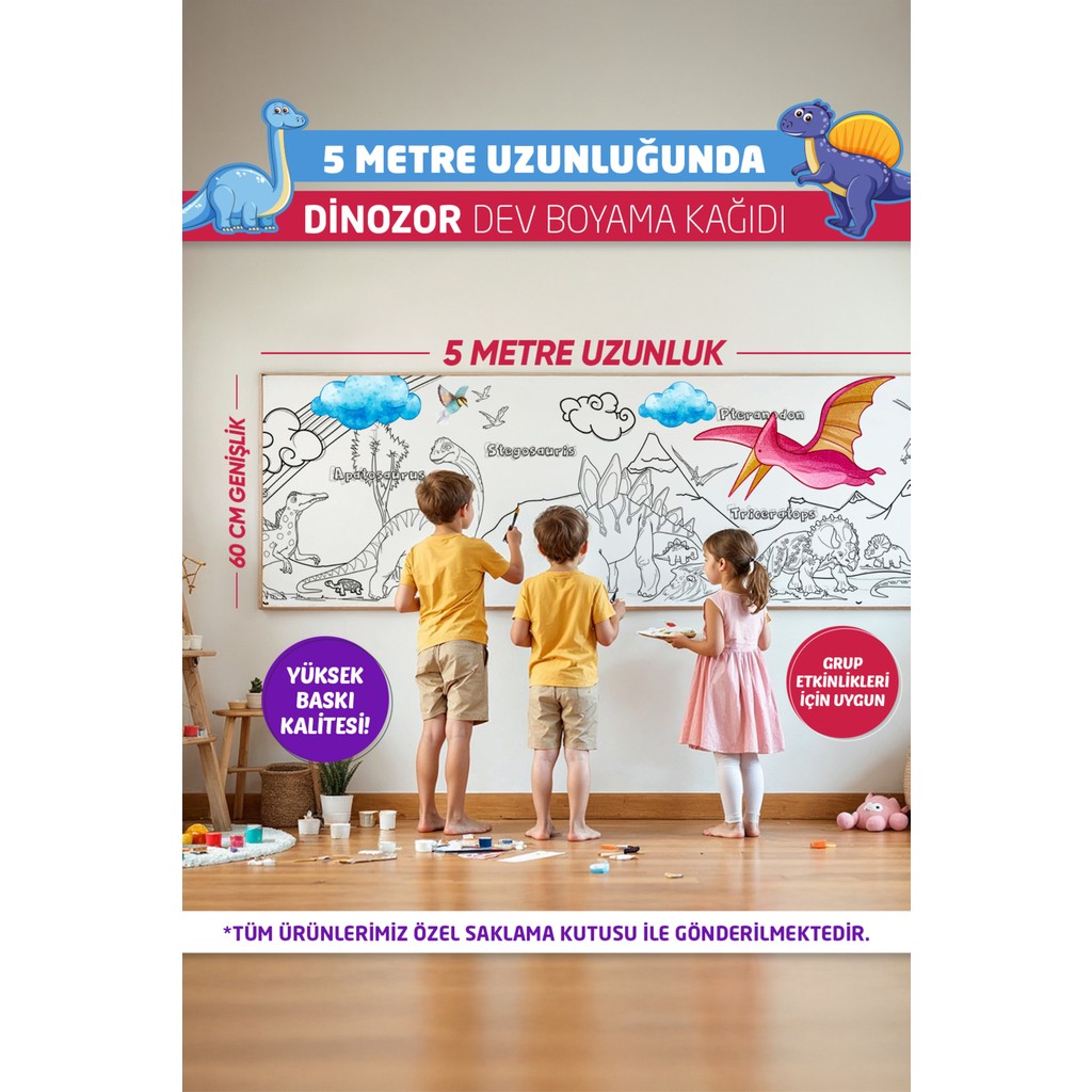 Dinozor Boyama Kağıdı Diğer Fiyatı