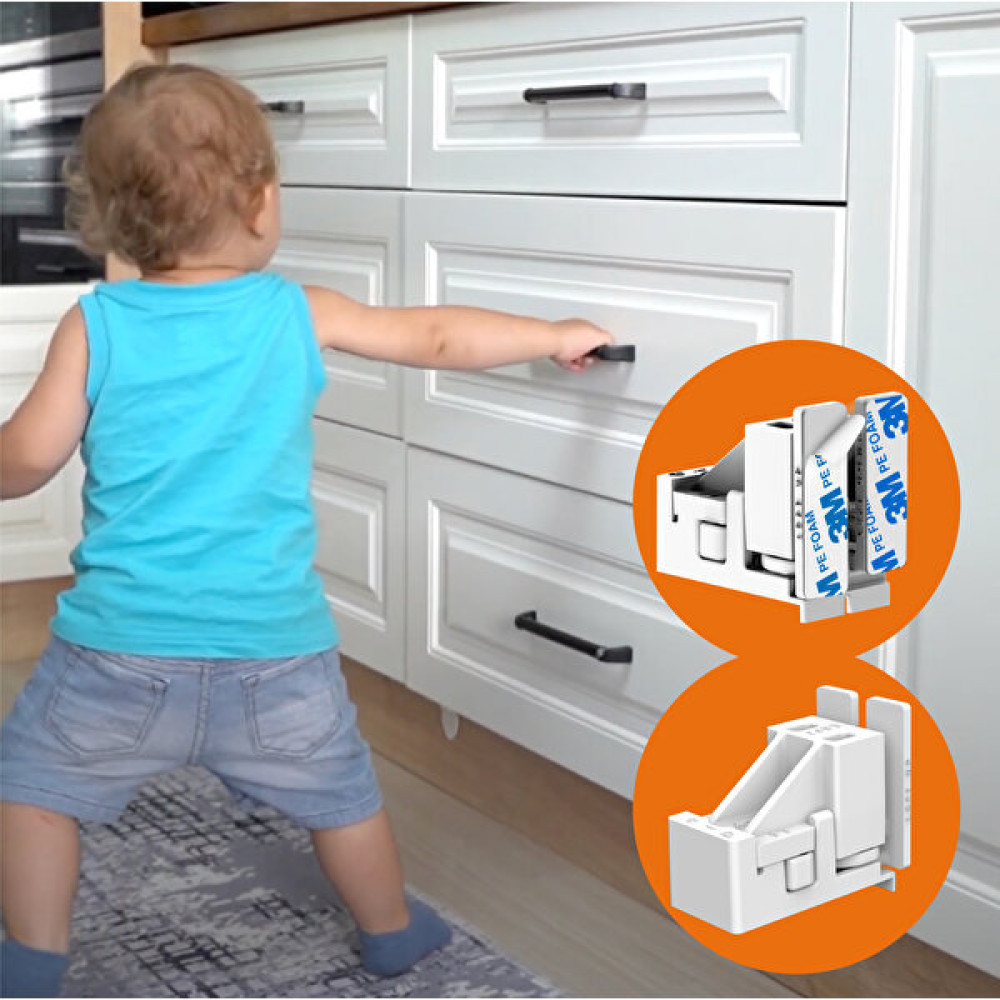 Diobaby 2 Adet Dolap Kapağı Veya Çekmece Kilitler Gizli Çocuk Kilidi (1 Adet Kilit) - Beyaz Bebek Güvenlik Fiyatı