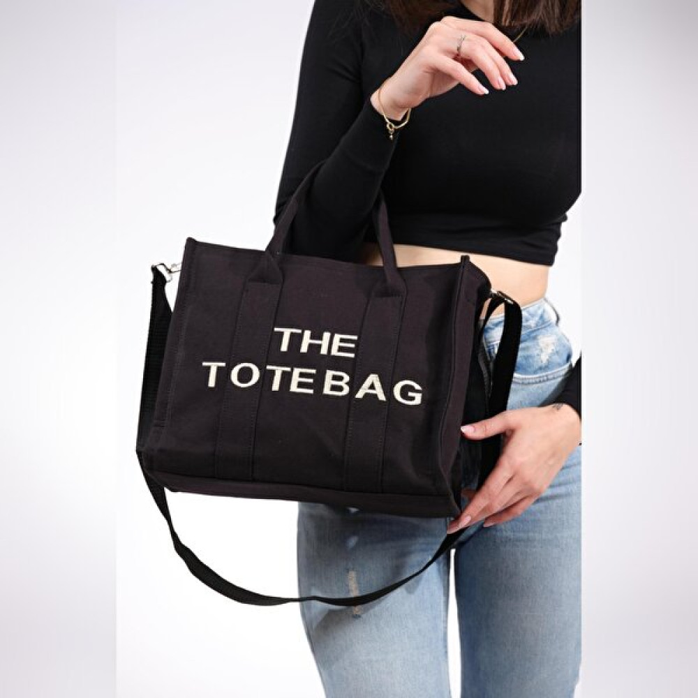 Dionti Kadın Siyah Kanvas The Tote Bag Yazılı Fermuarlı Askılı El Kol ve Omuz Çantası Bayan Çanta ve Cüzdan Fiyatı