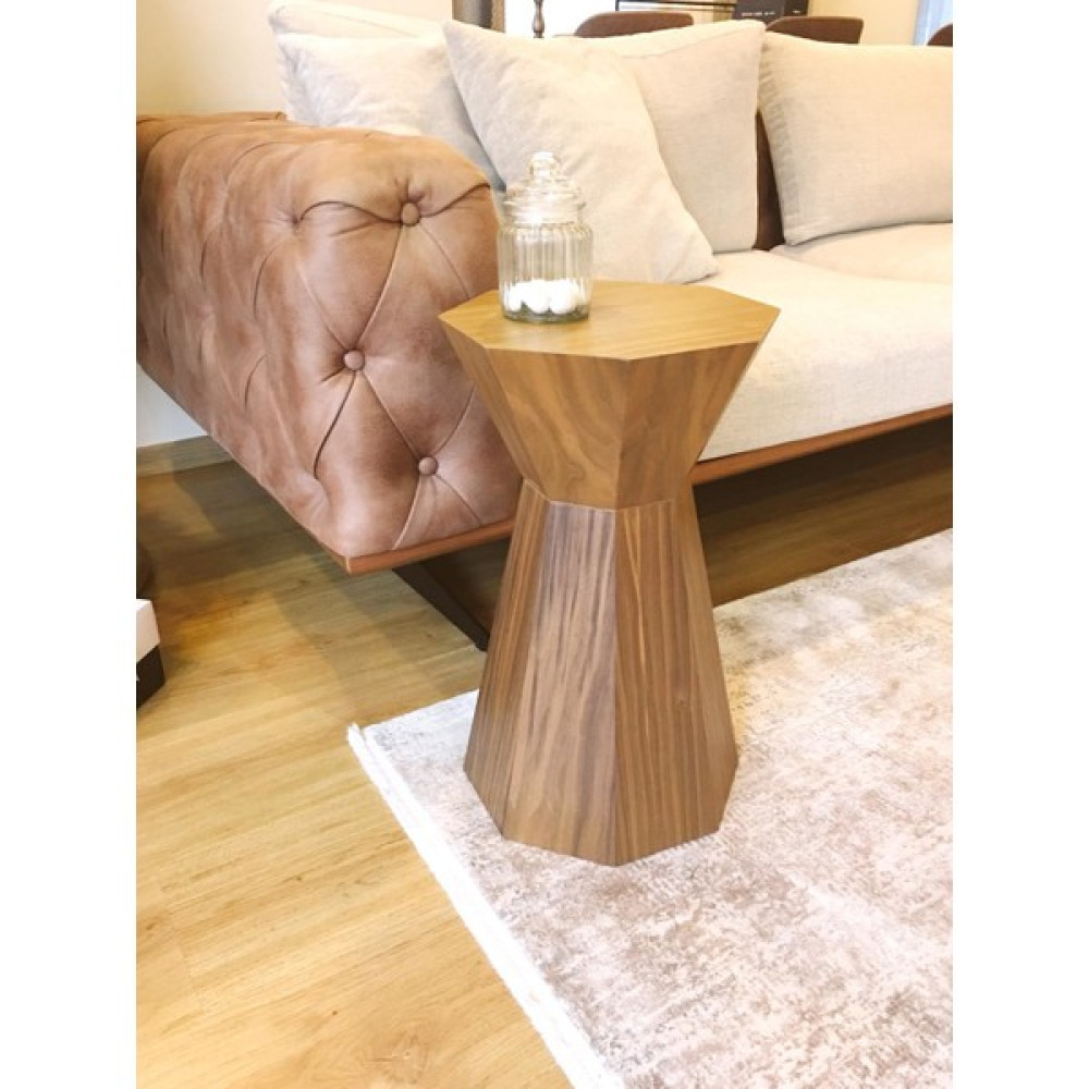 Dipole Furniture Darbuka Doğal Ahşap Ceviz Kaplama Sarı Sehpa Yan Sehpa Fiyatı