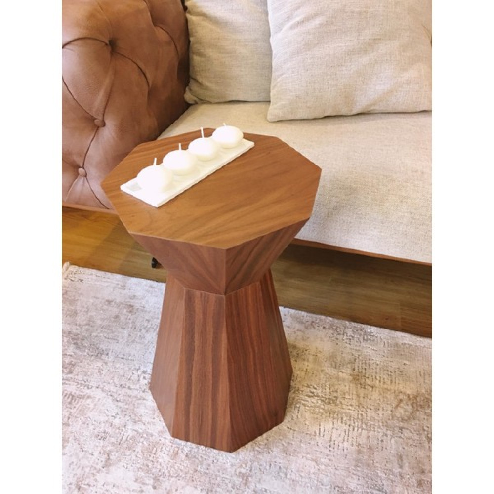 Dipole Furniture Darbuka Doğal Ahşap Ceviz Kaplama Sehpa Yan Sehpa Fiyatı