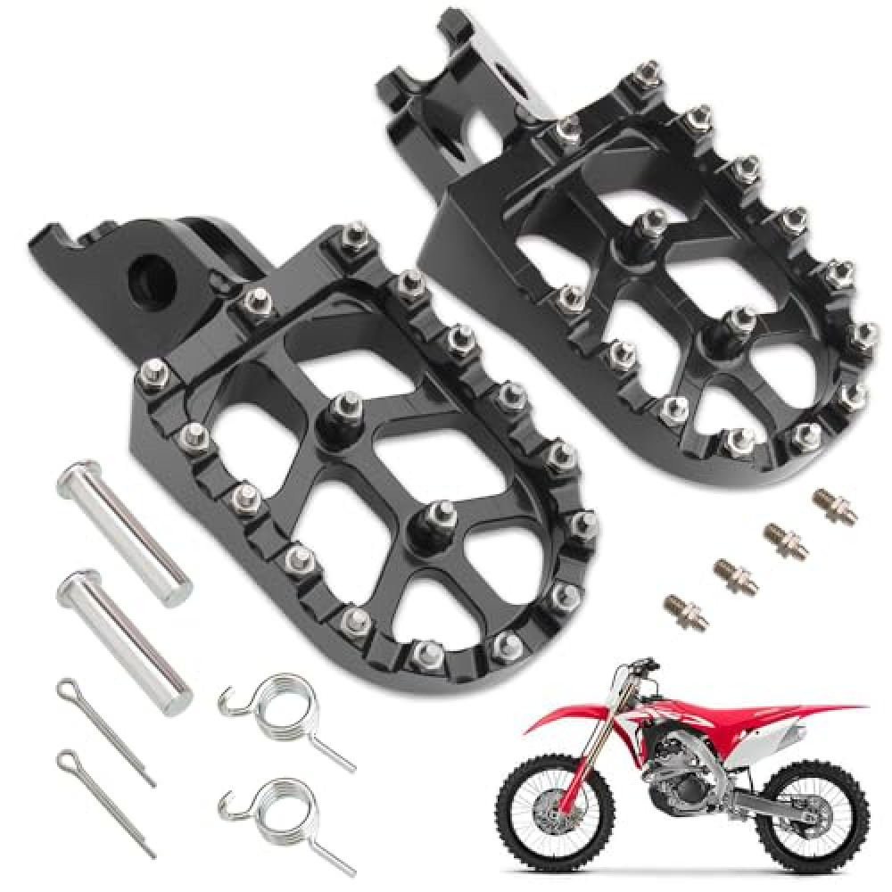 Dirt Bike Foot Pegs MX Rest Pedals CNC Wide Footpegs Compatible with Honda CR125 CR250 CRF150R CRF250R CRF450R CRF250RX CRF450RX CRF450X CRF300L CRF250L CRF250M SSR450 CRF450RL (Black)