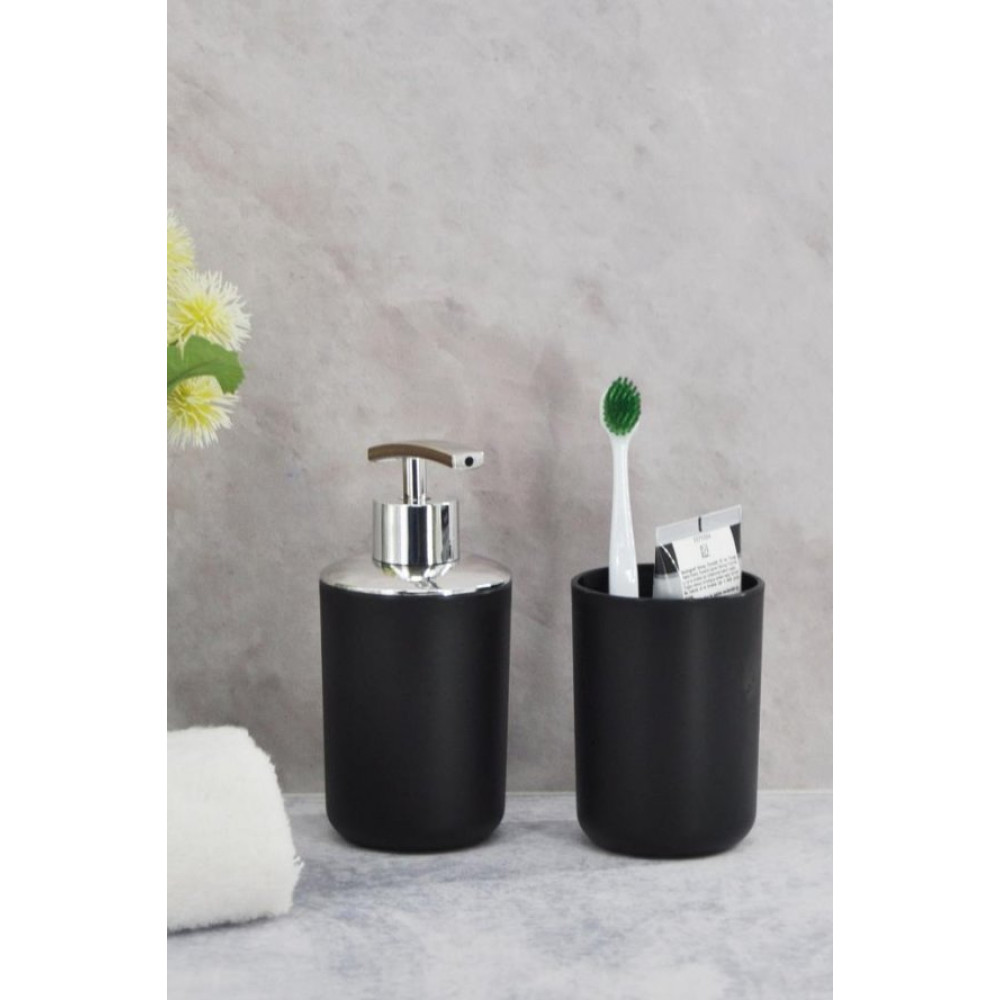Diş Fırçalık Ve Sıvı Sabunluk 2Li Set Siyah Banyo Dolabı / Mobilyası Fiyatı