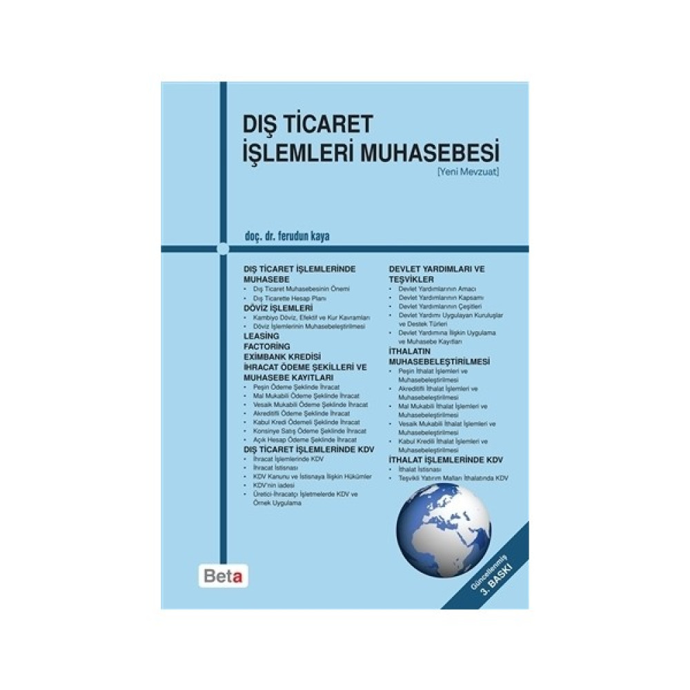 Dış Ticaret İşlemleri Muhasebesi Muhasebe Finans Kitapları Fiyatı