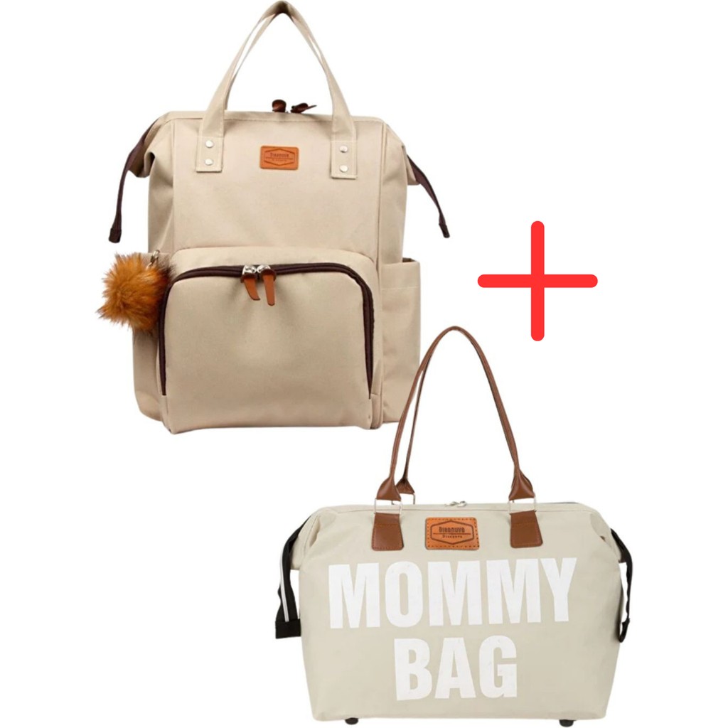 Disanuva Mommy Bag Anne Çantası + Ponponlu Krem Anne Bebek Bakım Sırt ve Omuz Çantası Ikili Takım Set - Çok Renkli Bebek Bakım Çantası Fiyatı