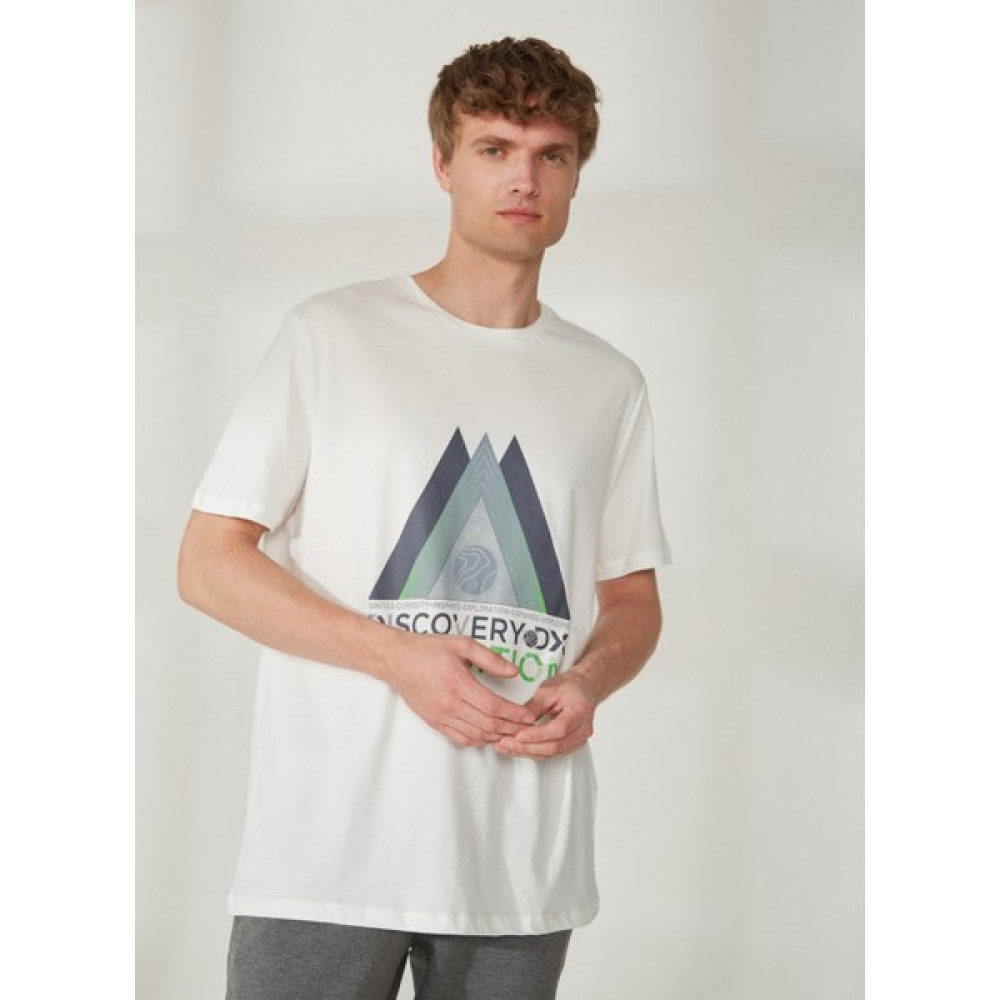 Discovery Expedition Bisiklet Yaka Baskılı Kırık Beyaz Erkek T-Shirt ALEX Erkek T-shirt Fiyatı