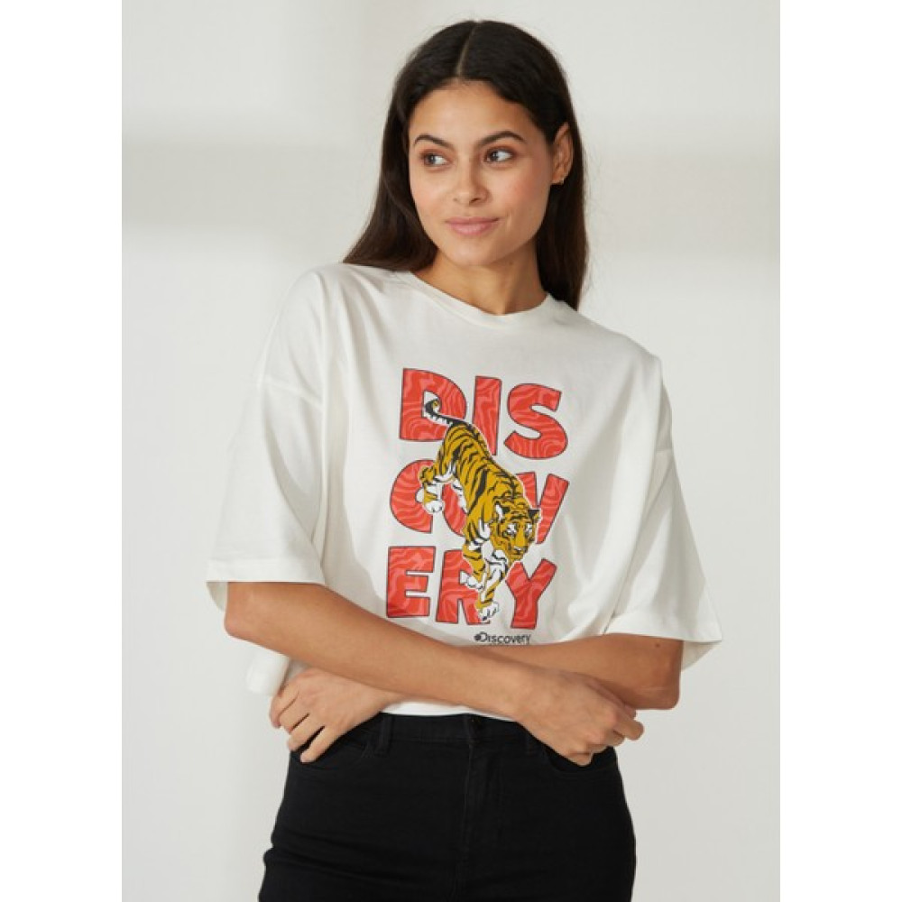 Discovery Expedition Bisiklet Yaka Baskılı Kırık Beyaz Kadın T-Shirt W-ROTA T-Shirt & Sweatshirt (Outdoor) Fiyatı