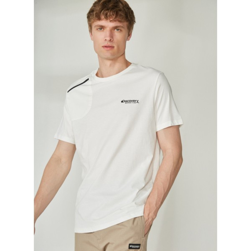 Discovery Expedition Bisiklet Yaka Düz Kırık Beyaz Erkek T-Shirt ROAD Erkek T-shirt Fiyatı