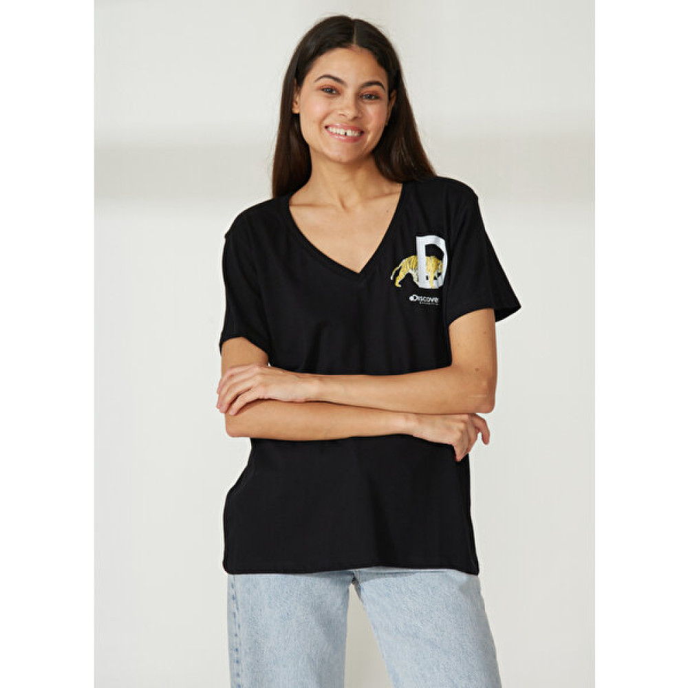 Discovery Expedition V Yaka Baskılı Siyah Kadın T-Shirt W-MERCAN T-Shirt & Sweatshirt (Outdoor) Fiyatı