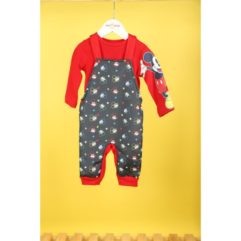Disney Baby 06-24 Ay Erkek Bebek Lacivert- Kırmızı Mickey Lisanslı Salopet Takım Bebek Tulumu Fiyatı